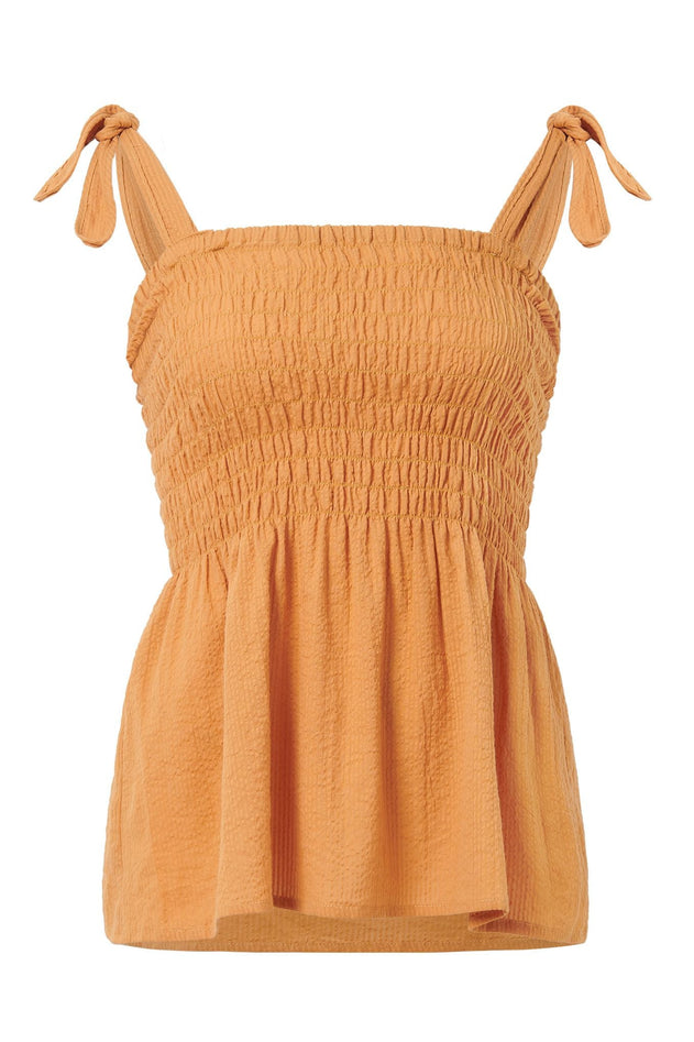 Gaia Organic Cotton Seersucker Top Orange