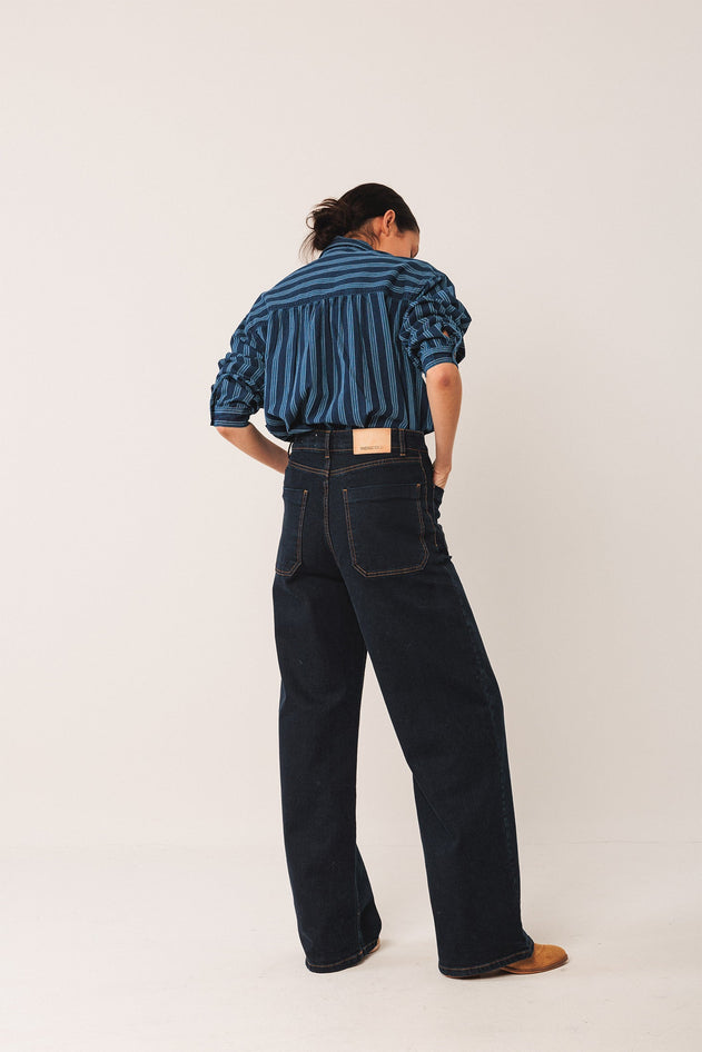 Striped Cotton Shirt Blue