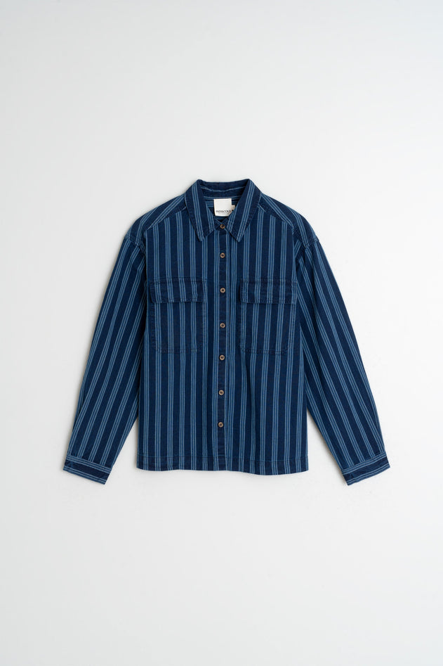 Striped Cotton Shirt Blue