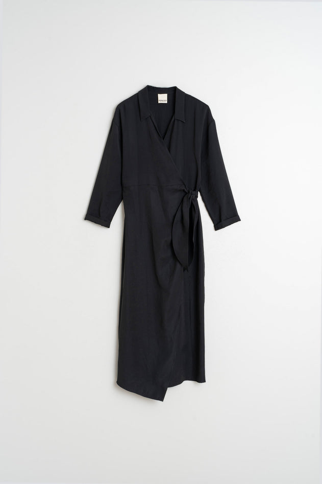 Knotted Draped Dress Black