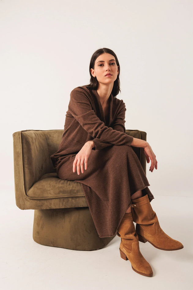 Long Cashmere Blend Dress Taupe