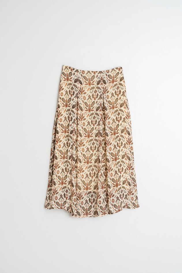 Batik Midi Skirt Beige