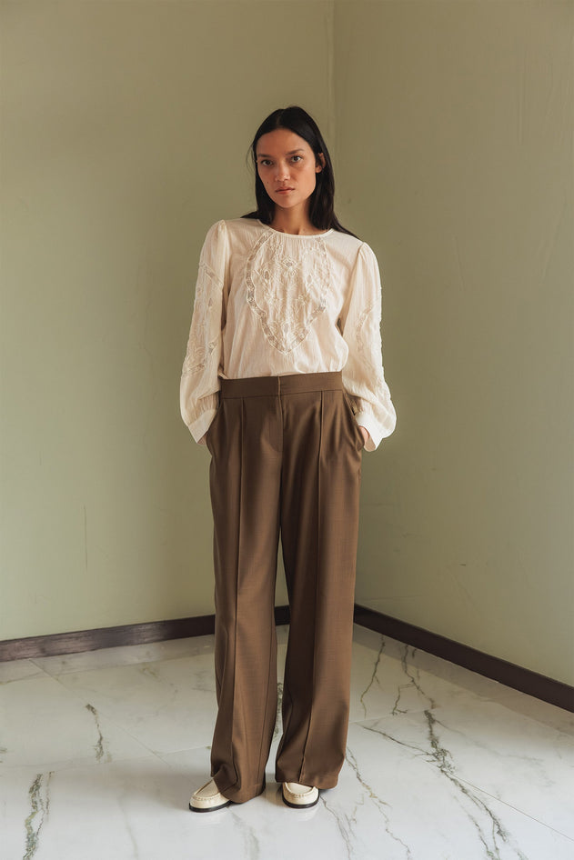 Romantic Embroidered Blouse White