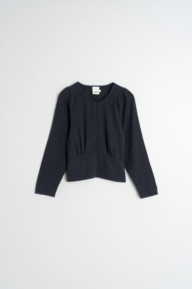 Crepe Cotton Blouse Navy