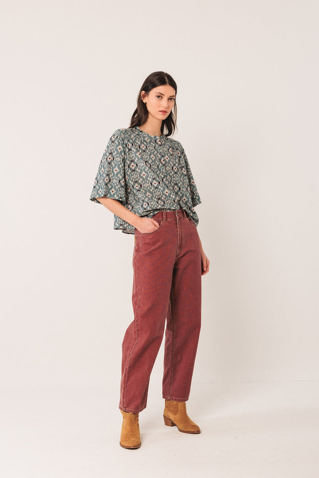 Smock Detail Blouse Blue