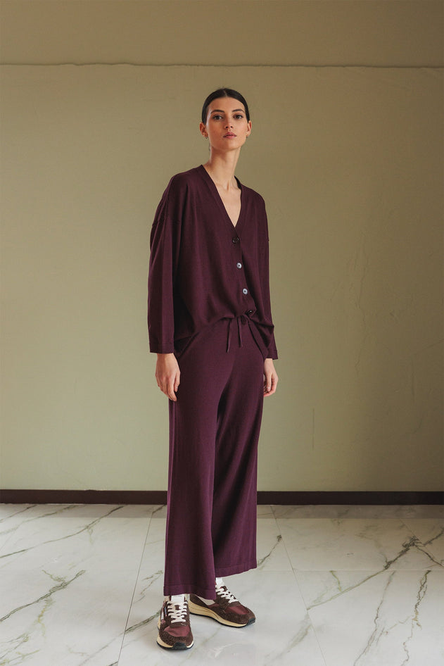 Wide-Knit Pants Purple