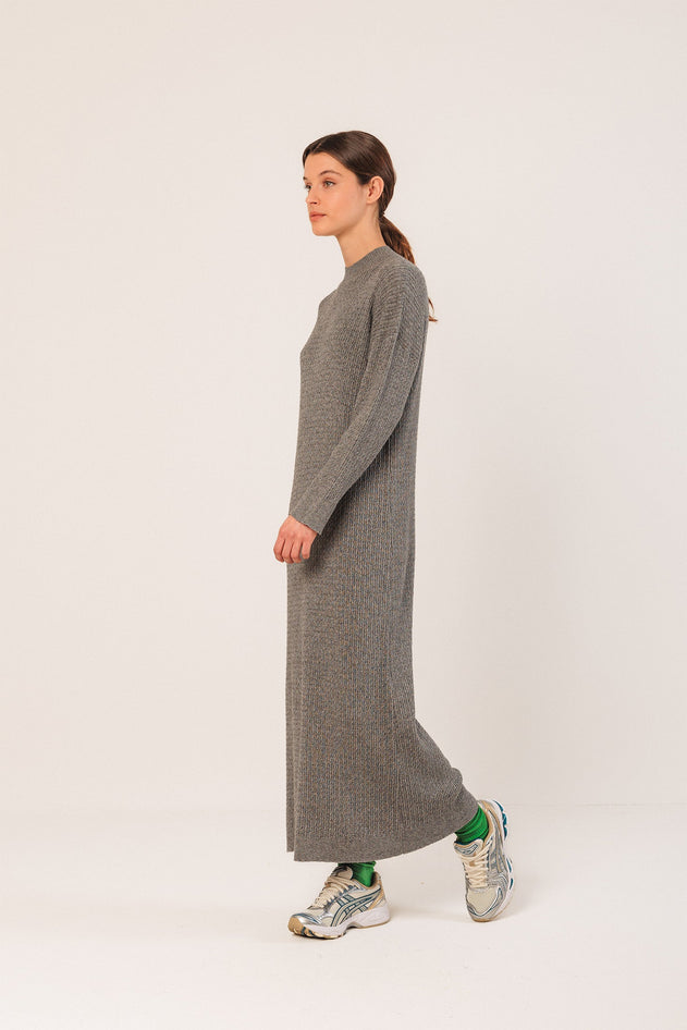Wide Cable Knit Dress Grey
