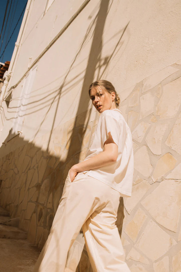 Crochet Patch Shirt White