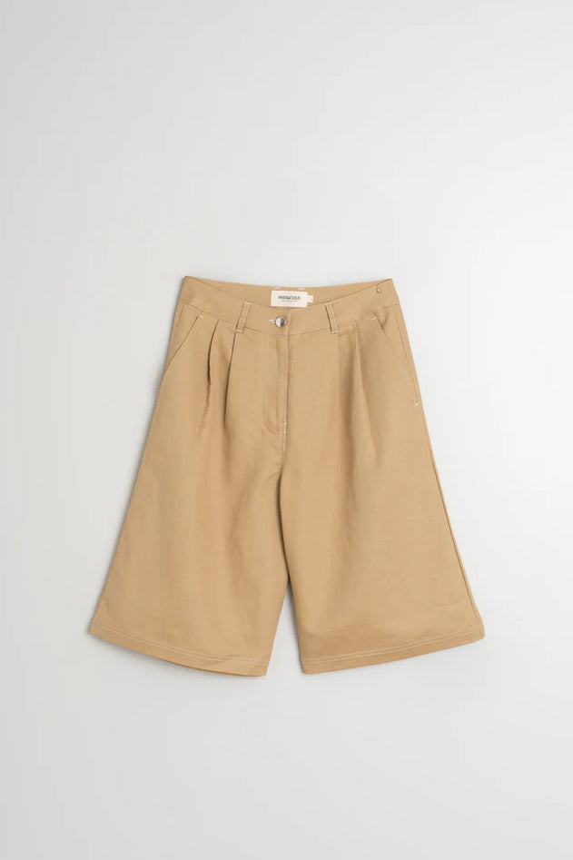 Gabardine Contrast Bermuda Shorts Sand