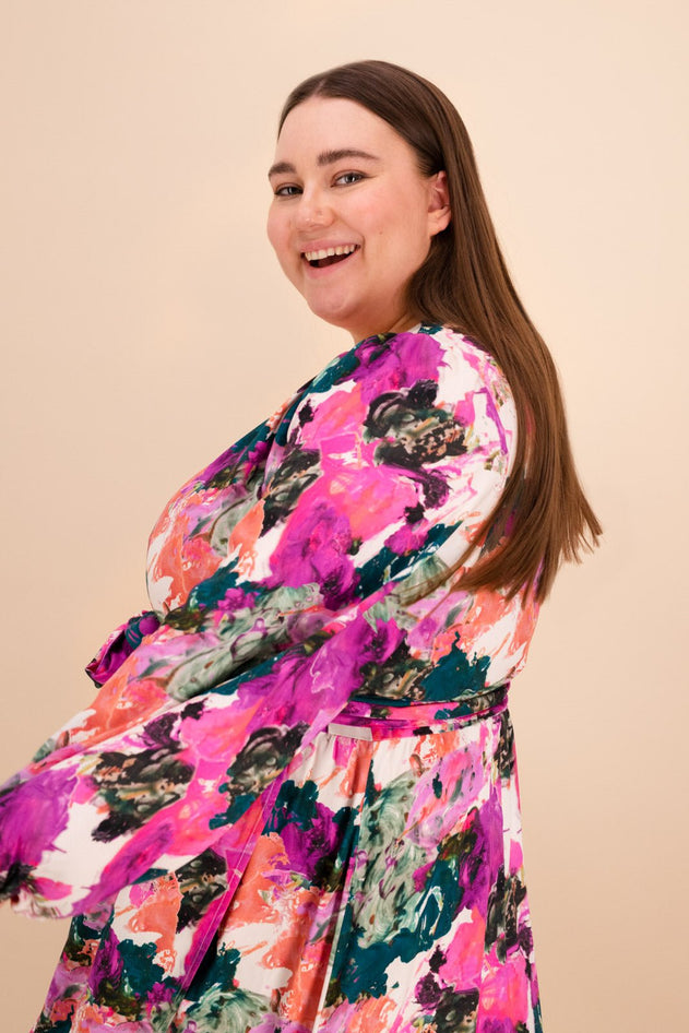 Wrap Midi Dress Aquarelle