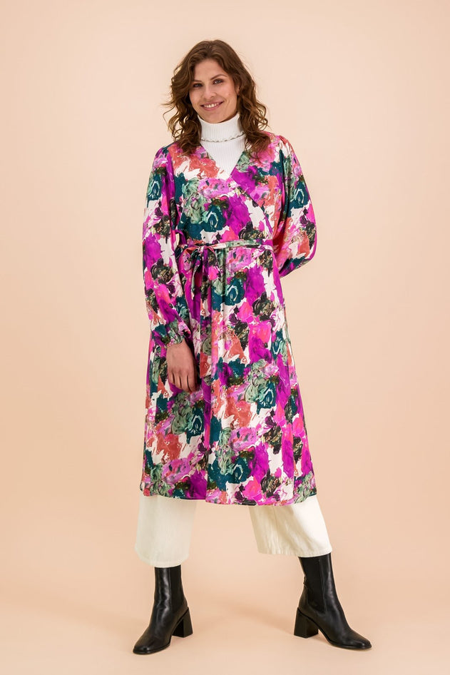 Wrap Midi Dress Aquarelle