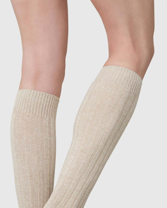 Bodil Chunky Wool Knee-Highs Oat