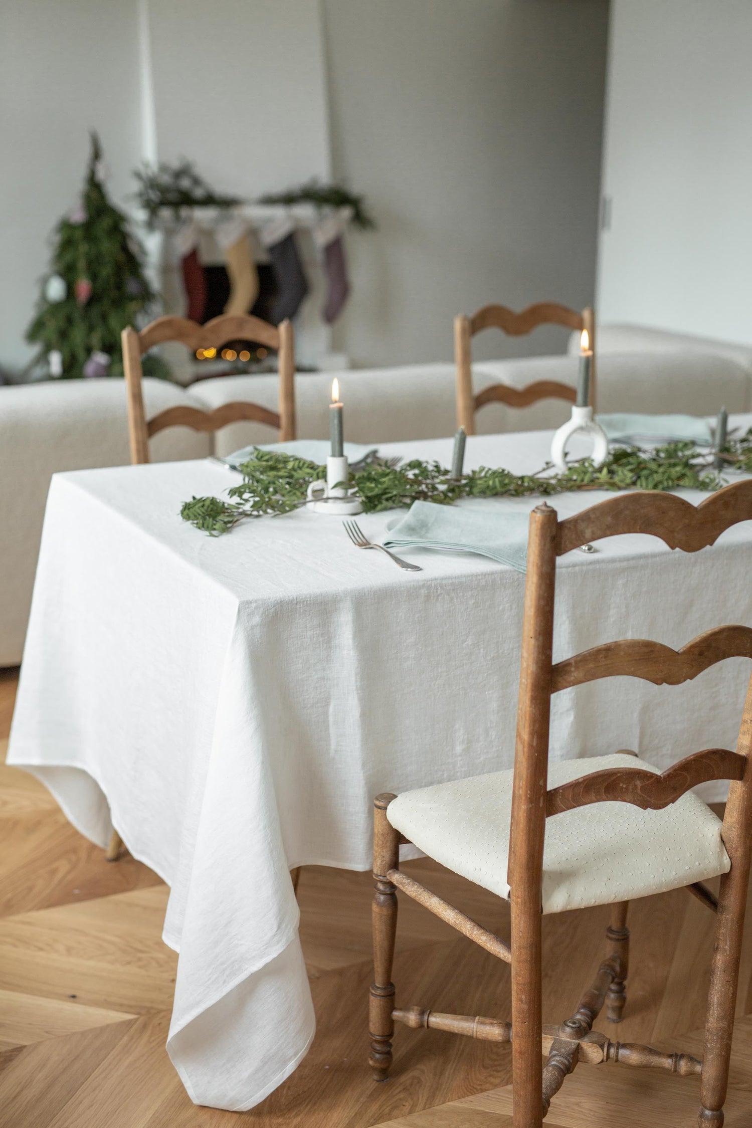 Pellava Pöytäliina Valkoinen