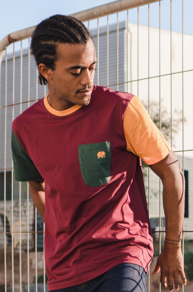 Trendsplant Luomupuuvilla Taskullinen T-Paita Burgundy