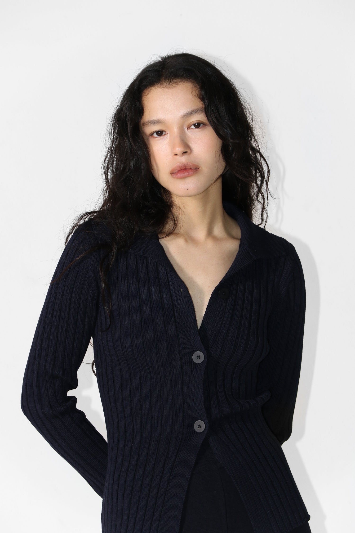 Merino Polo Cardigan Laivastonsininen