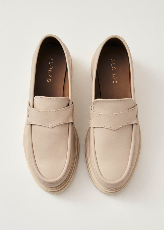 Obsidian Leather Loafers Cream