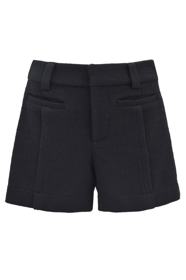Tweed-shortsit Musta