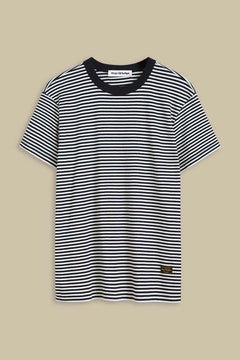 Darius T-Shirt Navy Fine Stripe