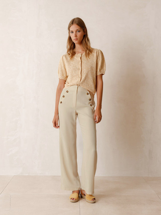 Double-Button Pants Natural White