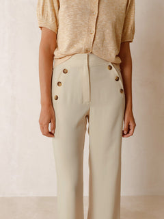 Double-Button Pants Natural White