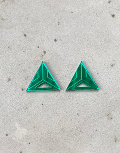 Triangle Earrings Green