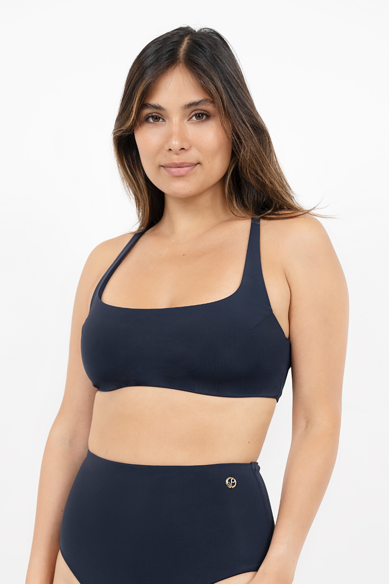 Crete Cross Back Bikini Top Pebble