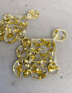 Dangle Circle Earrings Gold Glitter