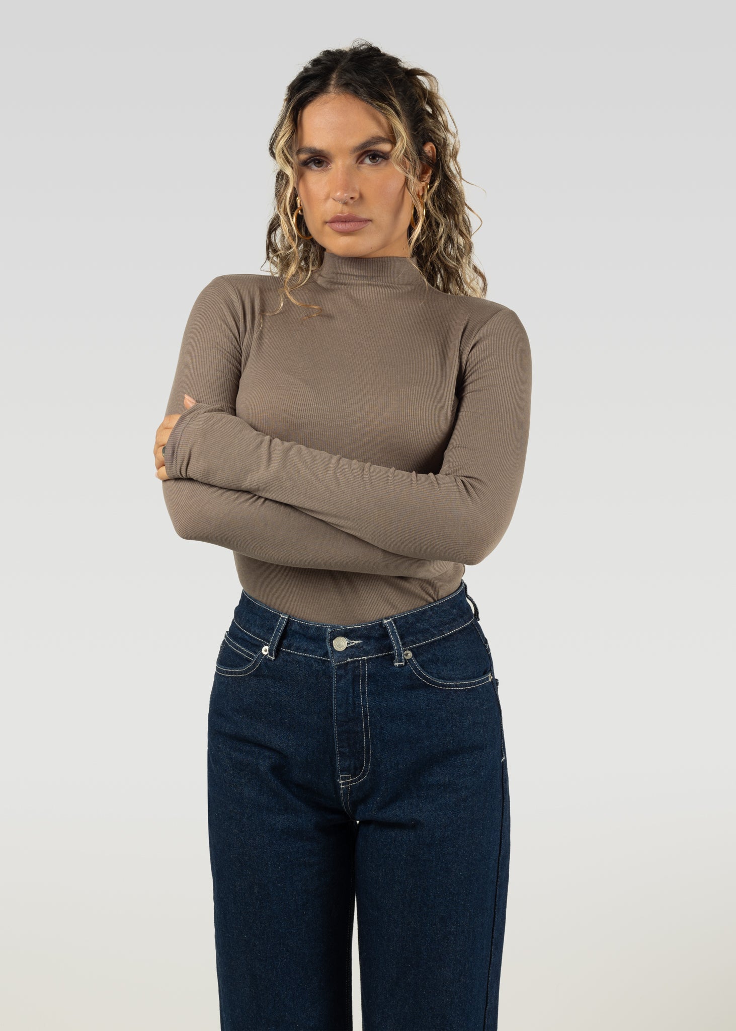 Grace Ribbed Turtleneck - Taupe