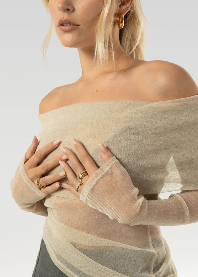 Bardot Kimaltava Paita Kultaisen Beige