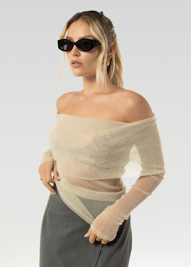 Bardot Kimaltava Paita Kultaisen Beige