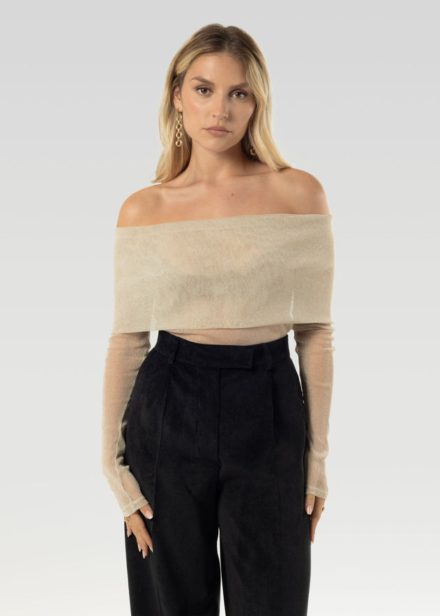 Bardot Kimaltava Paita Kultaisen Beige