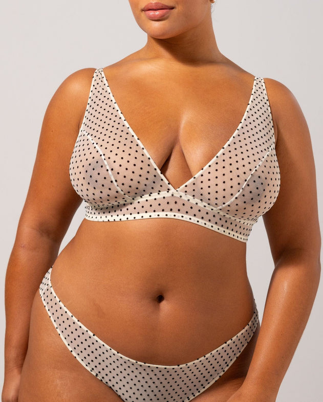 Mesh Plunge Bralette Polka Dots
