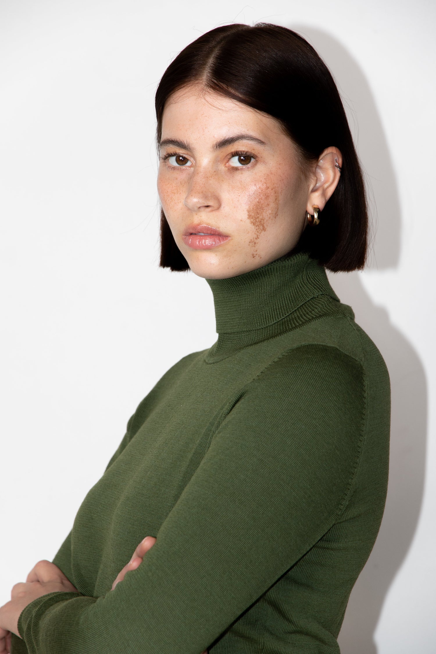 Merino Roll Neck Poolopaita Vihreä
