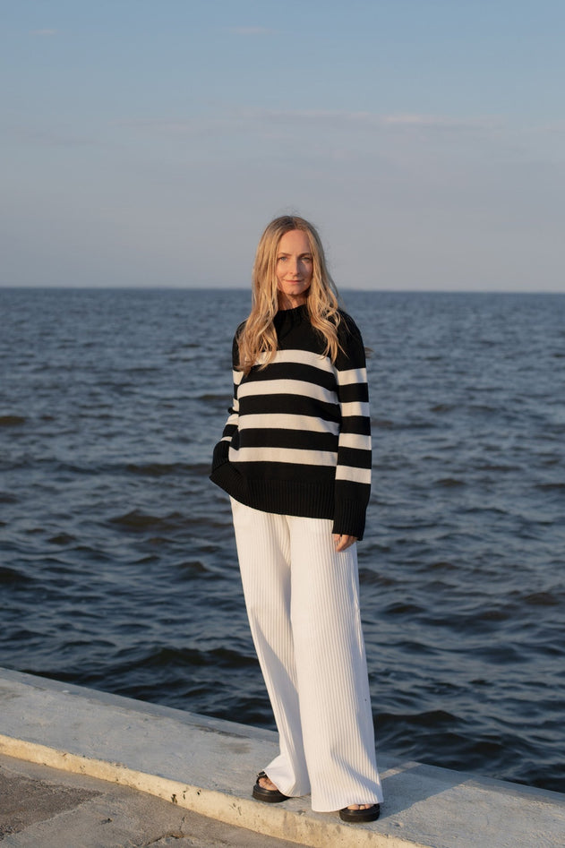 Marina Merino Jumper Black Striped