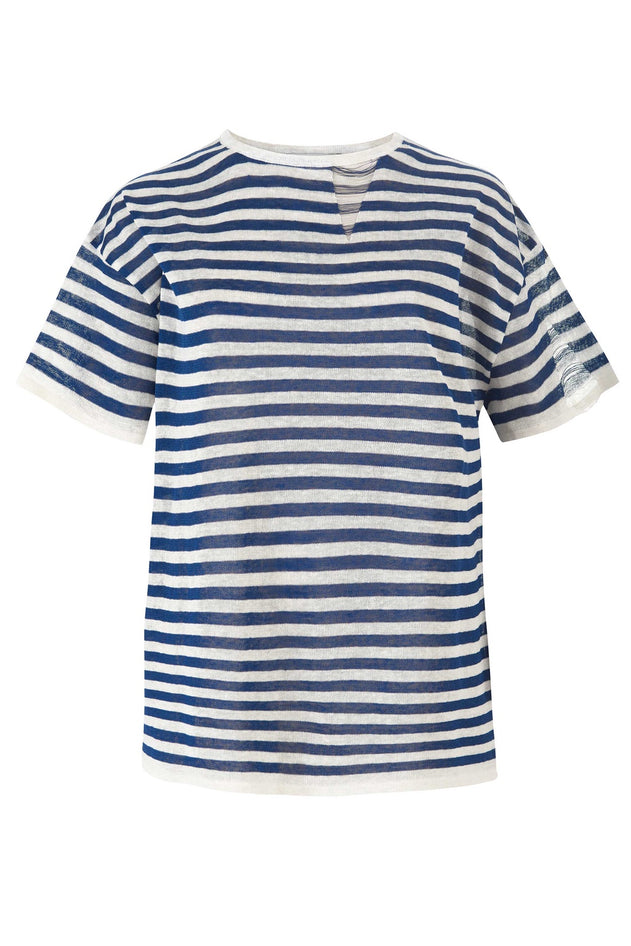 Energia Unisex Linen T-Shirt Navy Striped