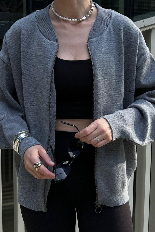 Onda Merino Bomber Jacket Light Grey