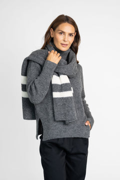 Knitted Alpaca Mix Scarf Grey