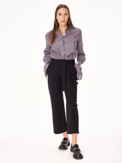 Remo Straight Cut 7/8 Cotton Trousers Black