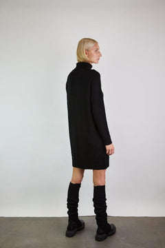 Merino Wool Dress With Raglan Sleeves And Roll Neck