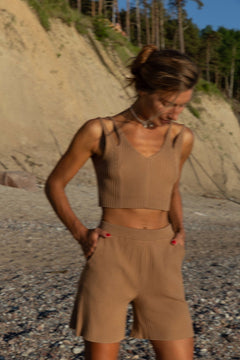 Donna Ribbed Crop Top Caramel