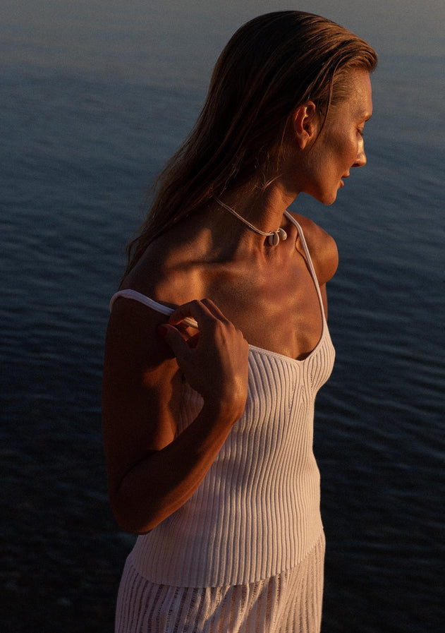 Sotto Ribbed Top White