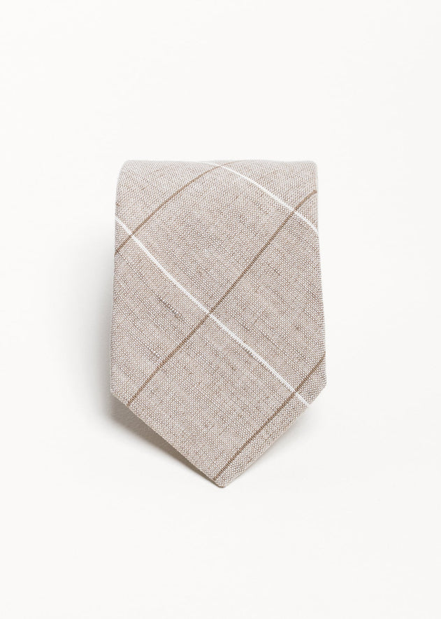 The 100% Linen Tie  Beige