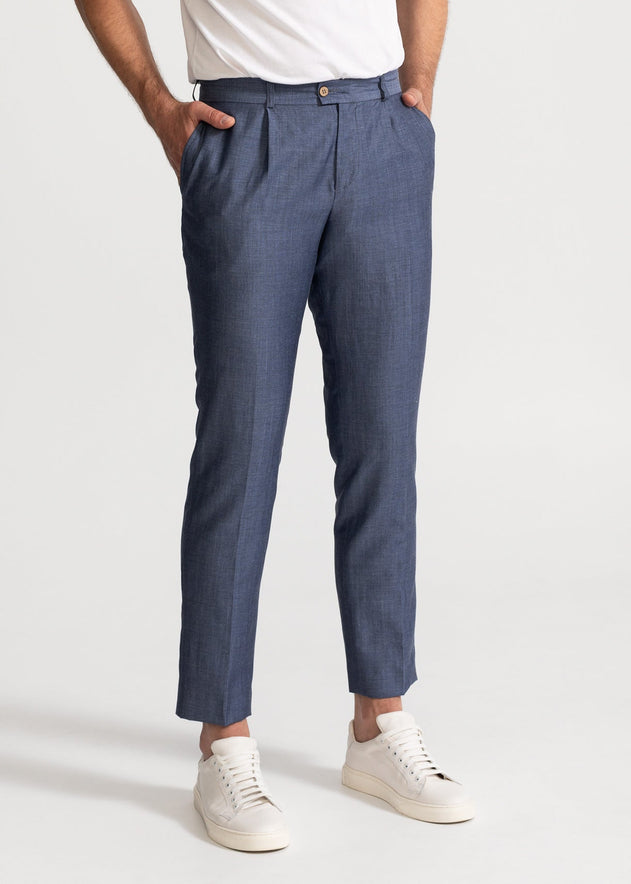 The Romana Linen Trousers Denim Blue