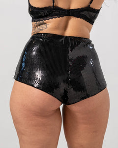 Sequin Mesh Hotpants Black