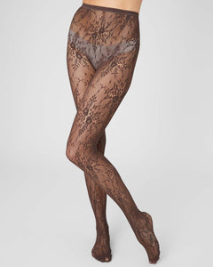 Rosa Lace Tights Dark Brown