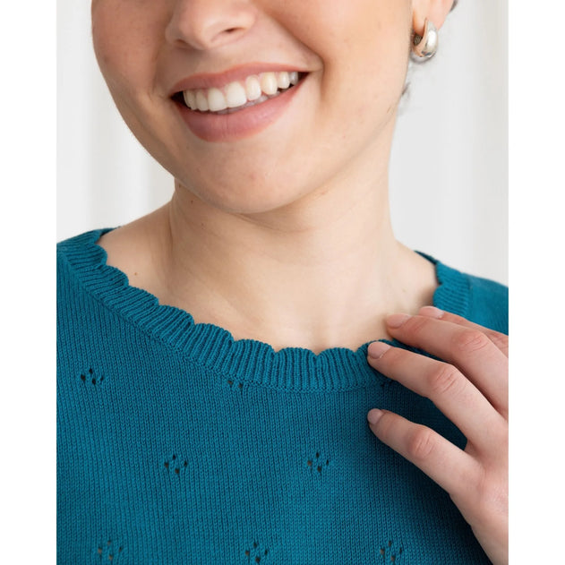 Short Sleeve Knit Sweater Ocean Blue