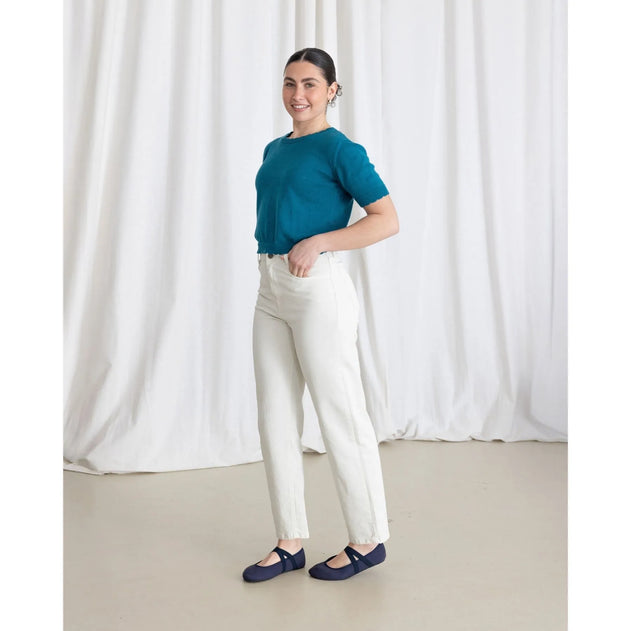 Short Sleeve Knit Sweater Ocean Blue