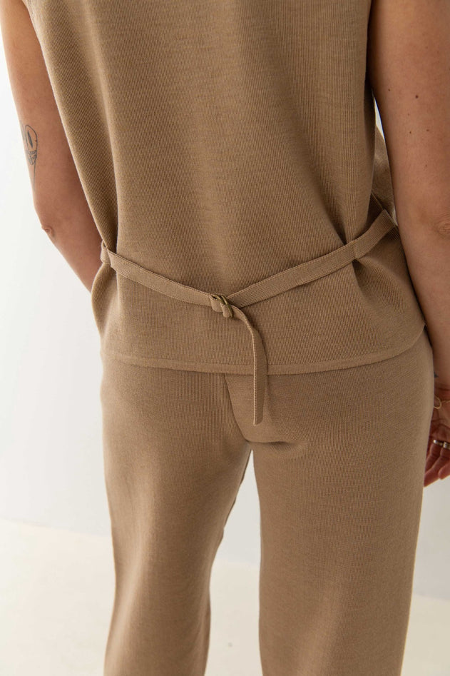 Galante Knitted Merino Waistcoat Beige