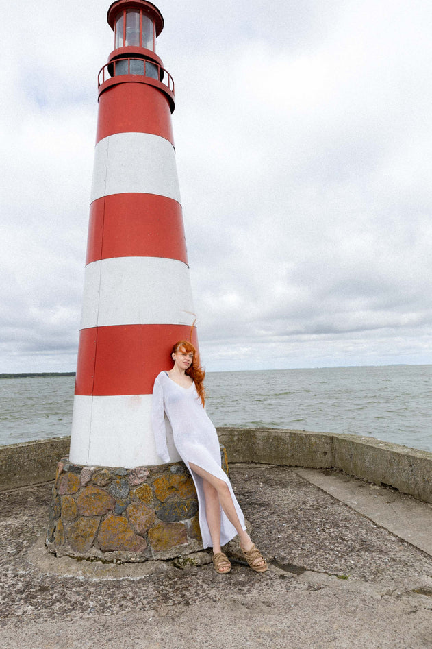 Mare Linen Long Dress White