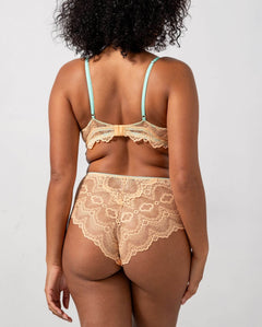 Lace Highwaist Briefs Peach/Turquoise